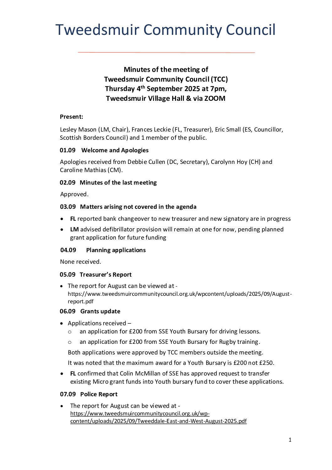 Tweedsmuir Community Council