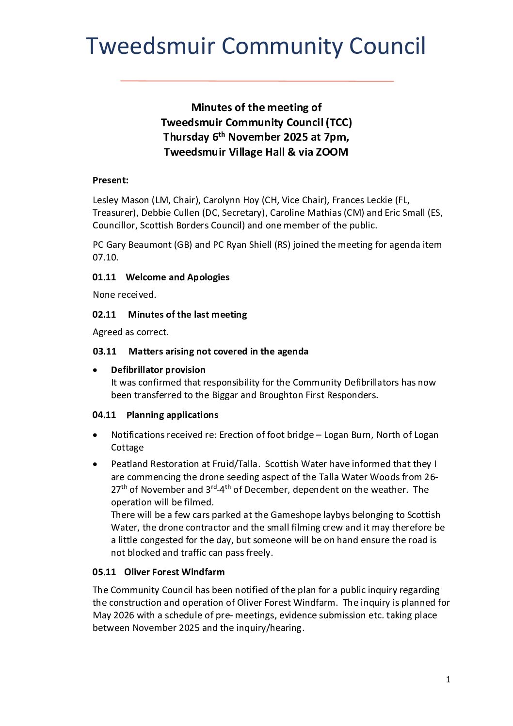 Tweedsmuir Community Council