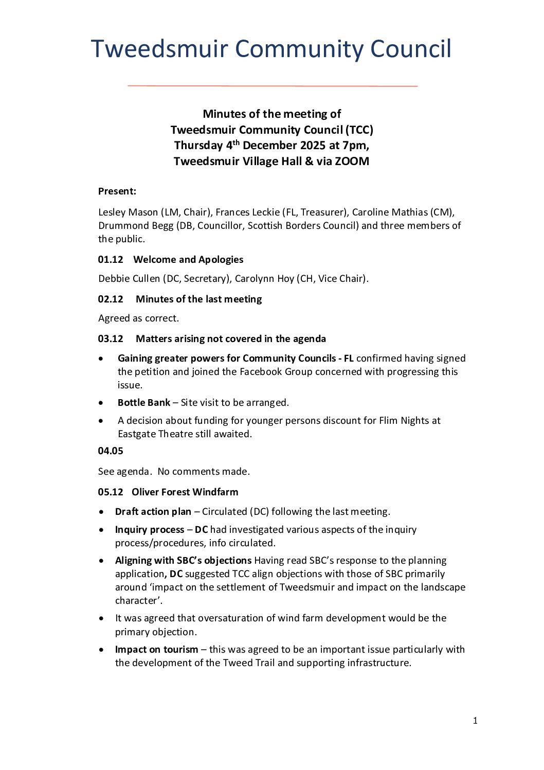 Tweedsmuir Community Council